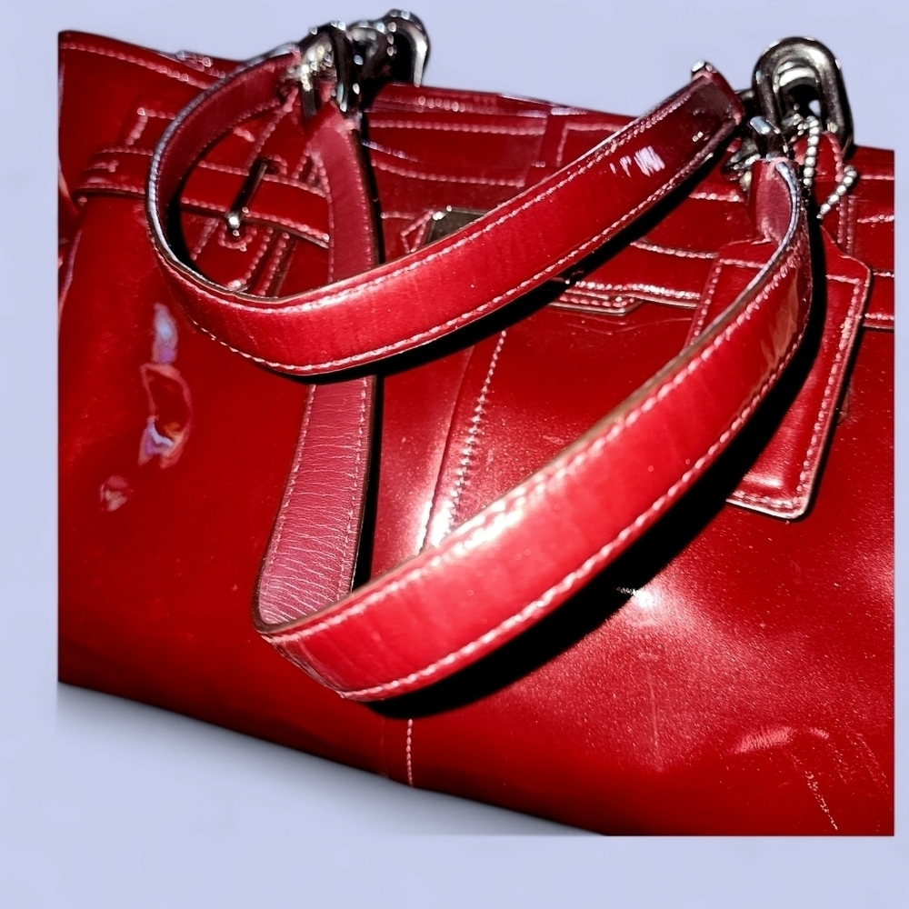 Coach Patent Leather Chelsea Jayden East- West Handbag Carryall Bag 17855 Wine - Picture 8 of 12